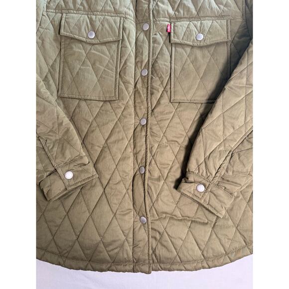 LEVIS Quilted Shacket Jacket Military Olive Womens Size MEDIUM - Picture 4 of 13